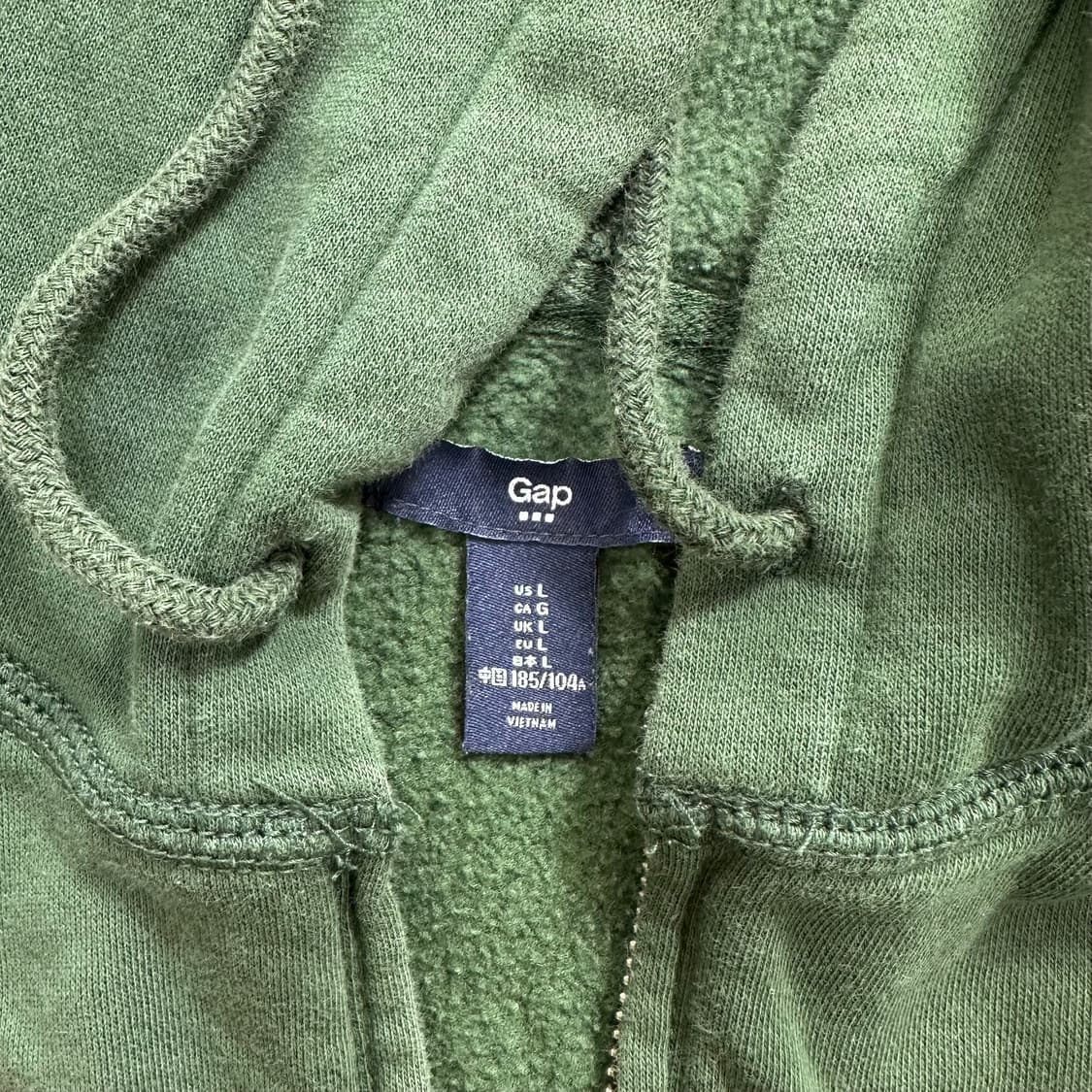 GAP 딥 그린 색상 로고 후드 집업 상품이미지3