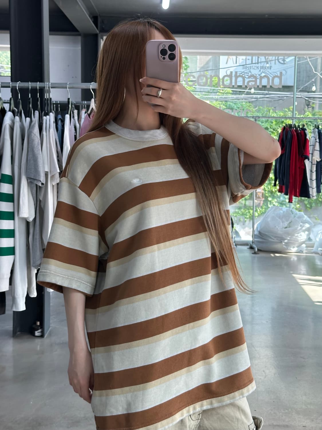 나이키 크루넥 스트라이프 백로고 반팔티 상품이미지3