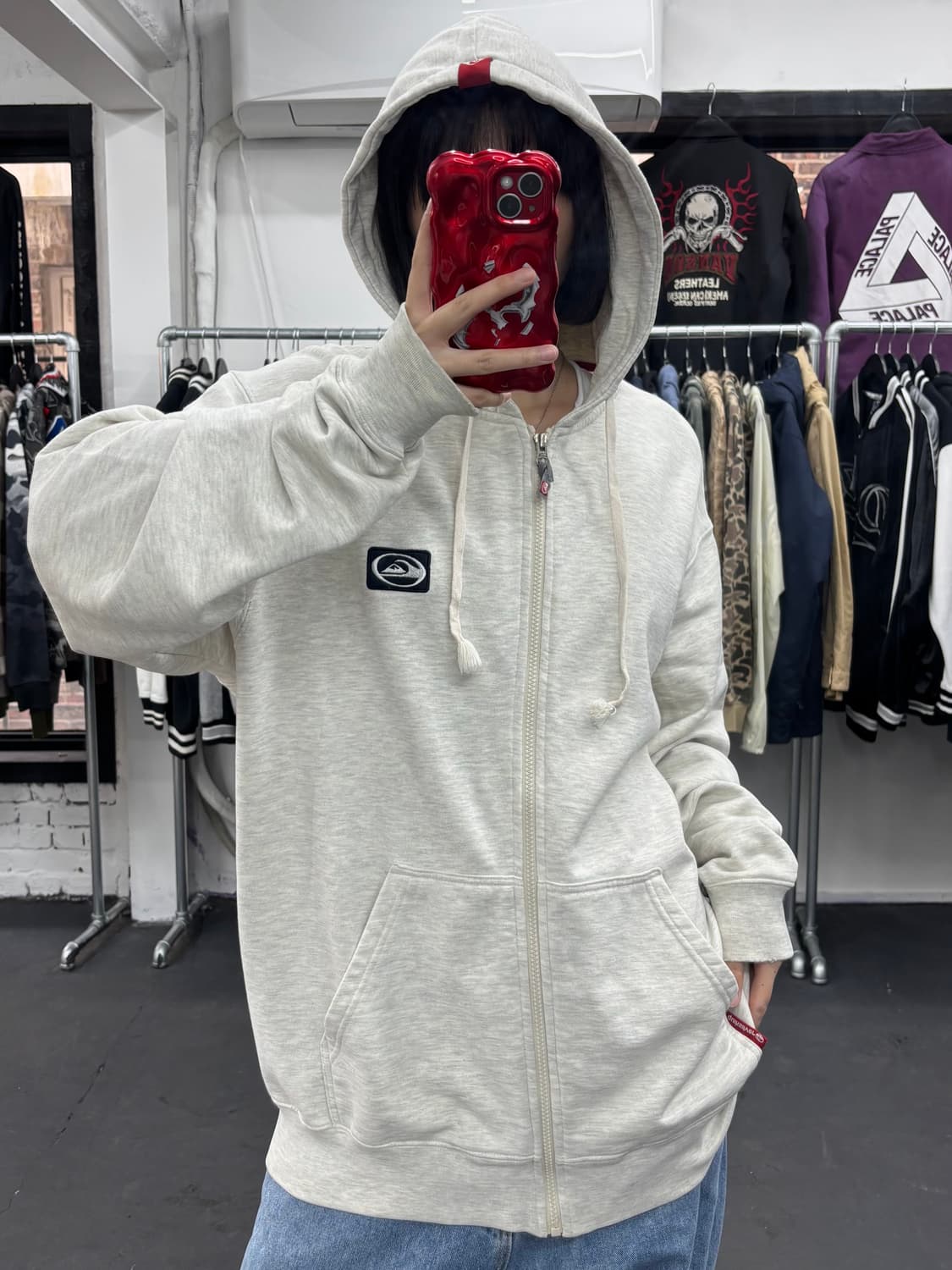 퀵실버 플리스 로고 후드집업 상품이미지5