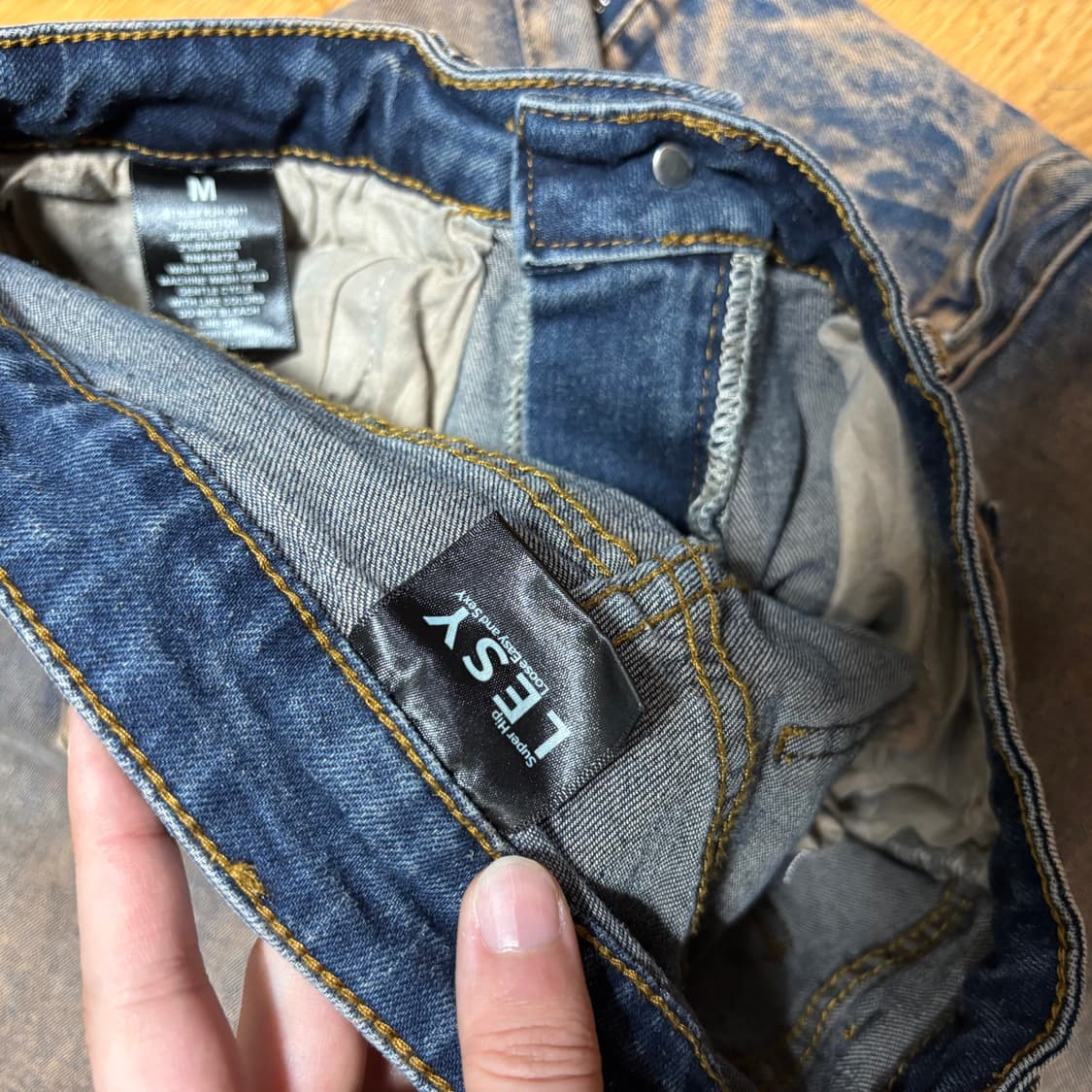 우먼M 빈티지 녹워싱 와이드 카고 데님팬츠 상품이미지3