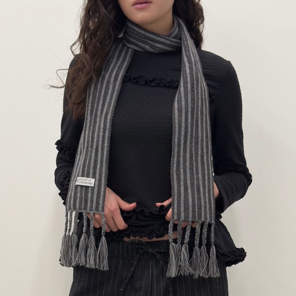 Ribbed Tail Muffler [Gray] 상품이미지1
