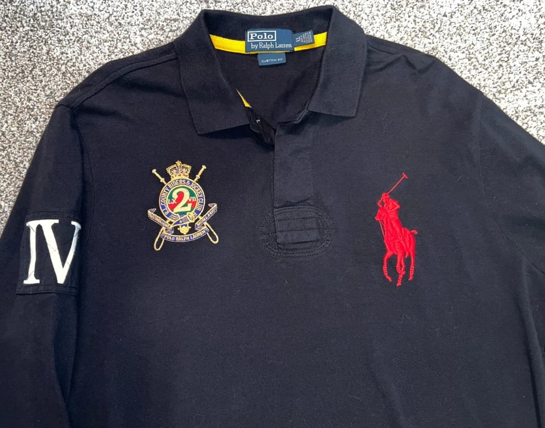 폴로 랄프로렌 빅포니 컨트리 크레스트 긴팔 카라티 블랙 레드 상품이미지2