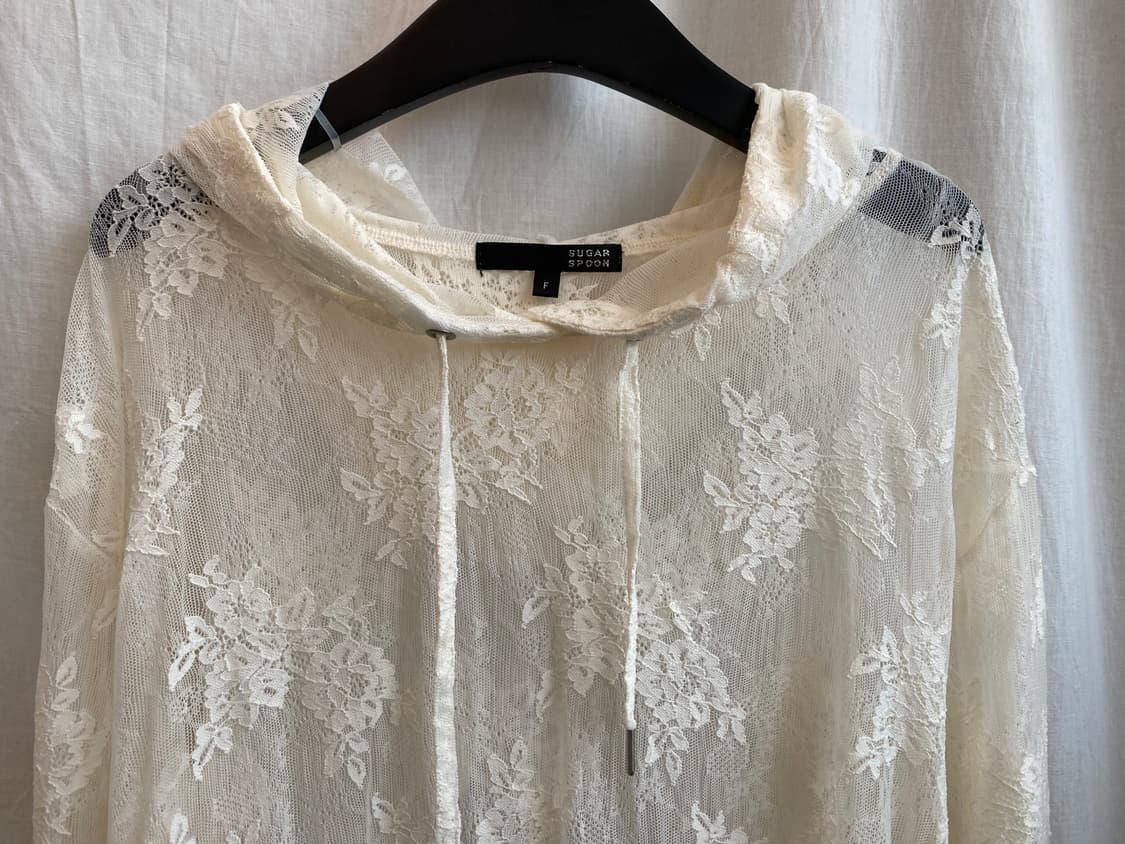 웜화이트 레이스 후드탑(F) 상품이미지4