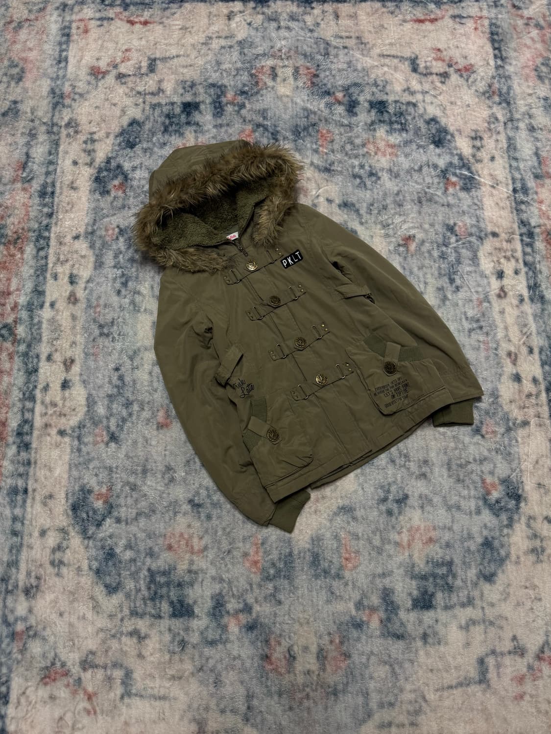 Pink latte 00s y2k millitary fur jacket 상품이미지1