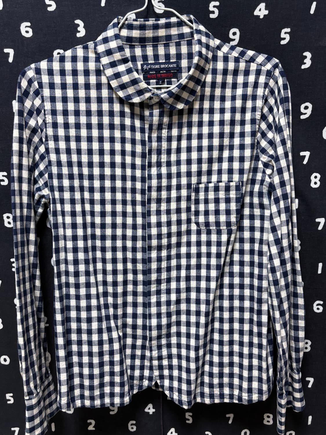 tigre brocante 티그루 브로칸테 인디고 깅엄체크 셔츠 M 상품이미지1