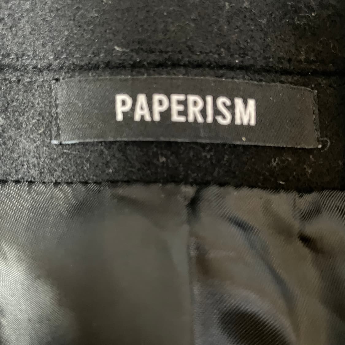 페이퍼리즘 울 혼방 블랙 체스터코트 M 상품이미지4