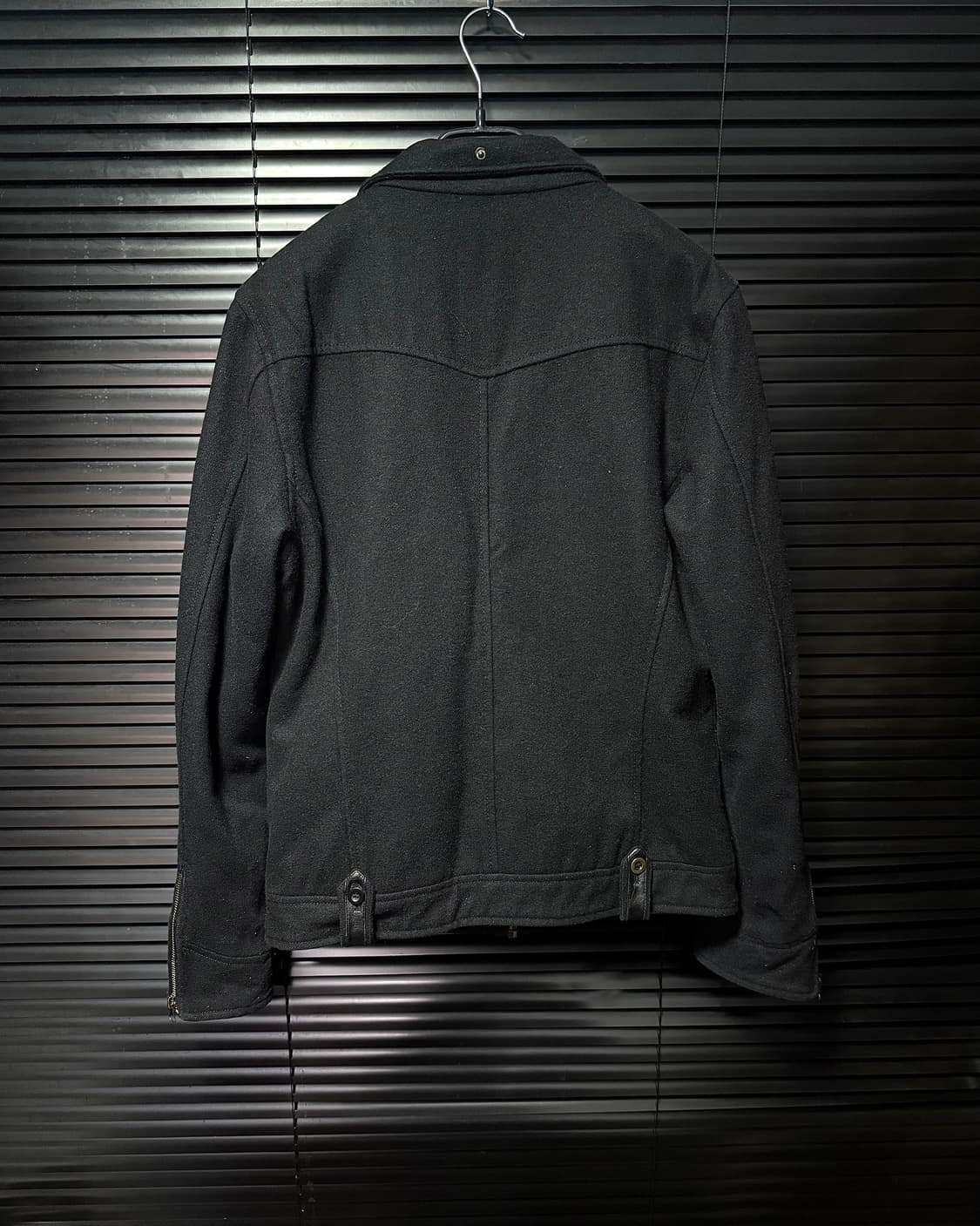 IGNITION 웨스턴 울 숏 집업 코트 집업 블랙 검정 가죽 레더 펑크 상품이미지4