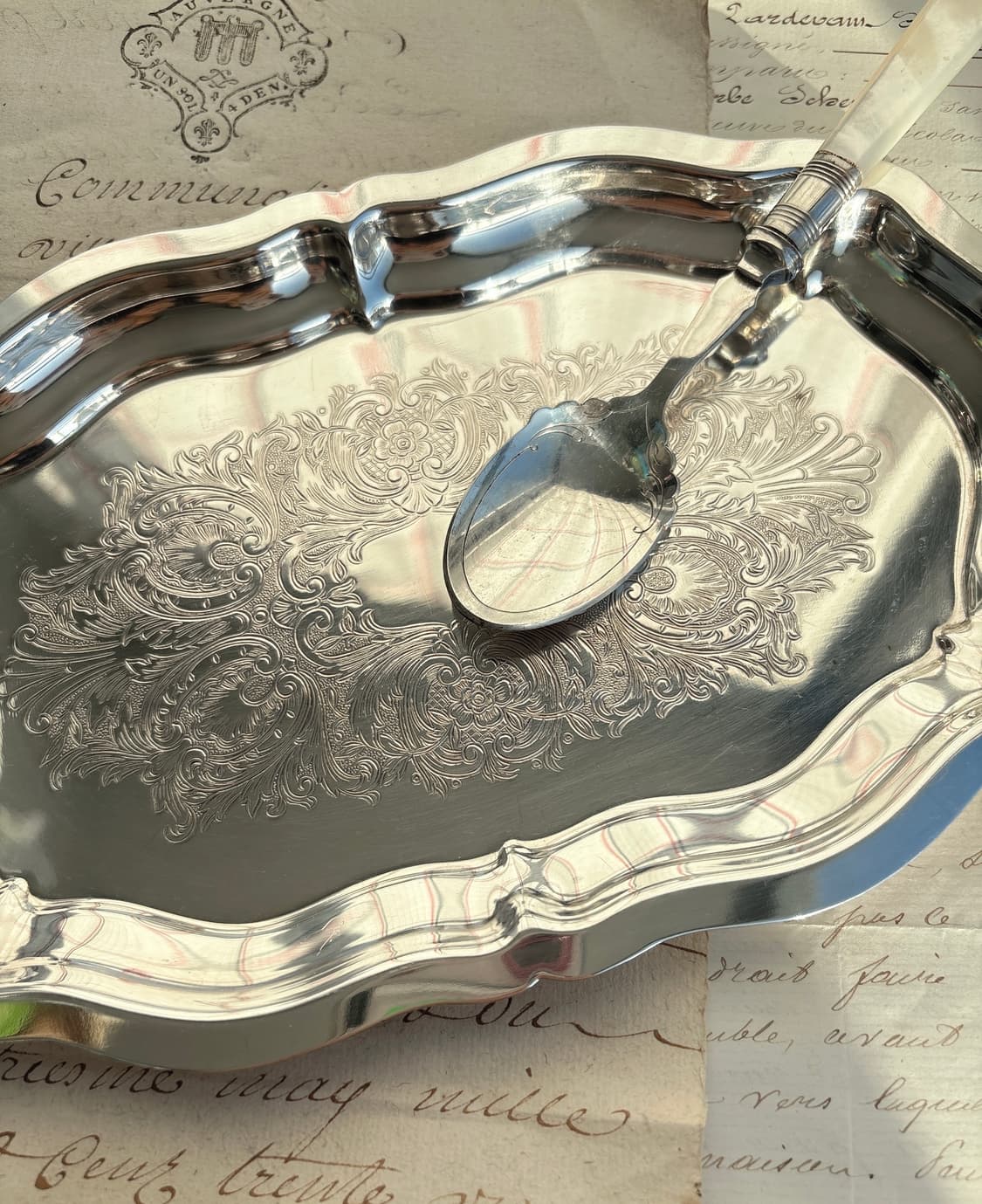 영국 앤틱 실버플레이트 마더오브펄 디저트스푼 상품이미지2