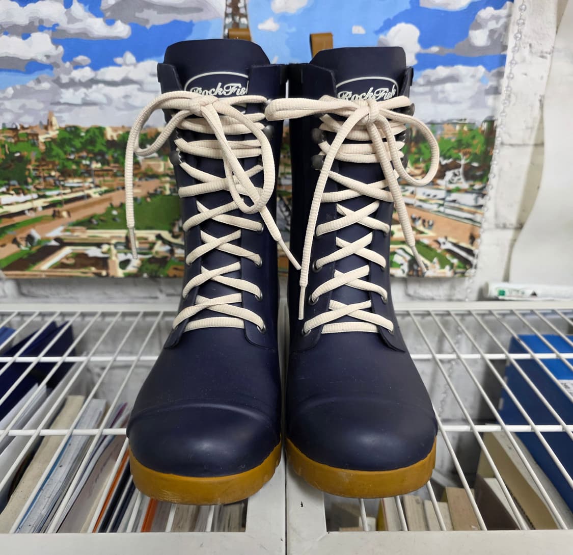 락피쉬 여성 숏 레인부츠 235 레이스업 네이비 LB81 상품이미지2