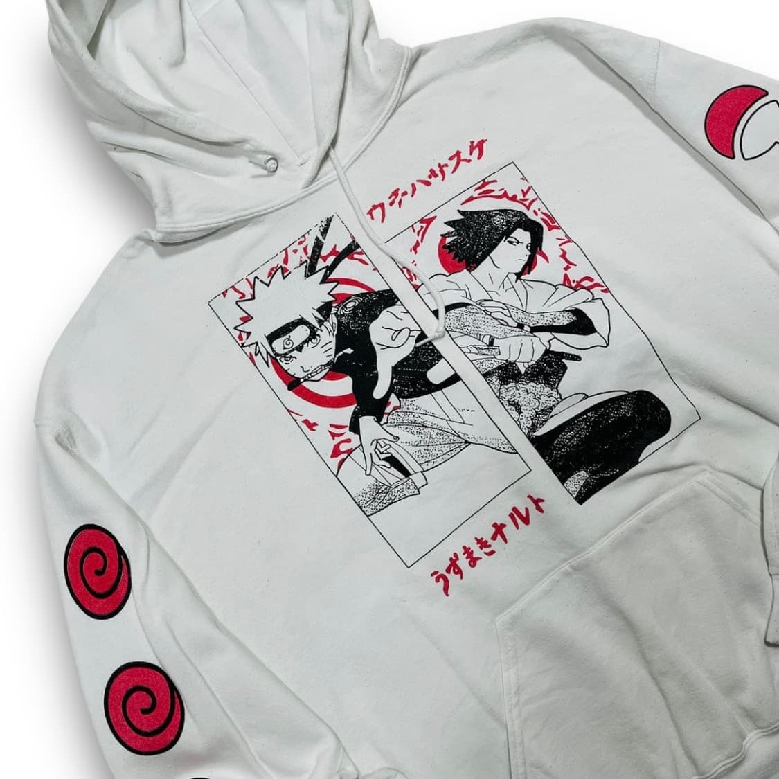 나루토 & 사스케 닌자 대전 빈티지 화이트 후디 상품이미지2