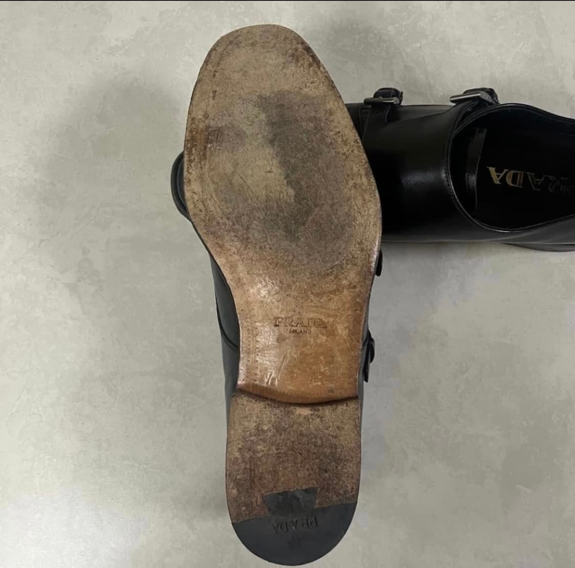 prada brushed leather double monk strap 상품이미지4