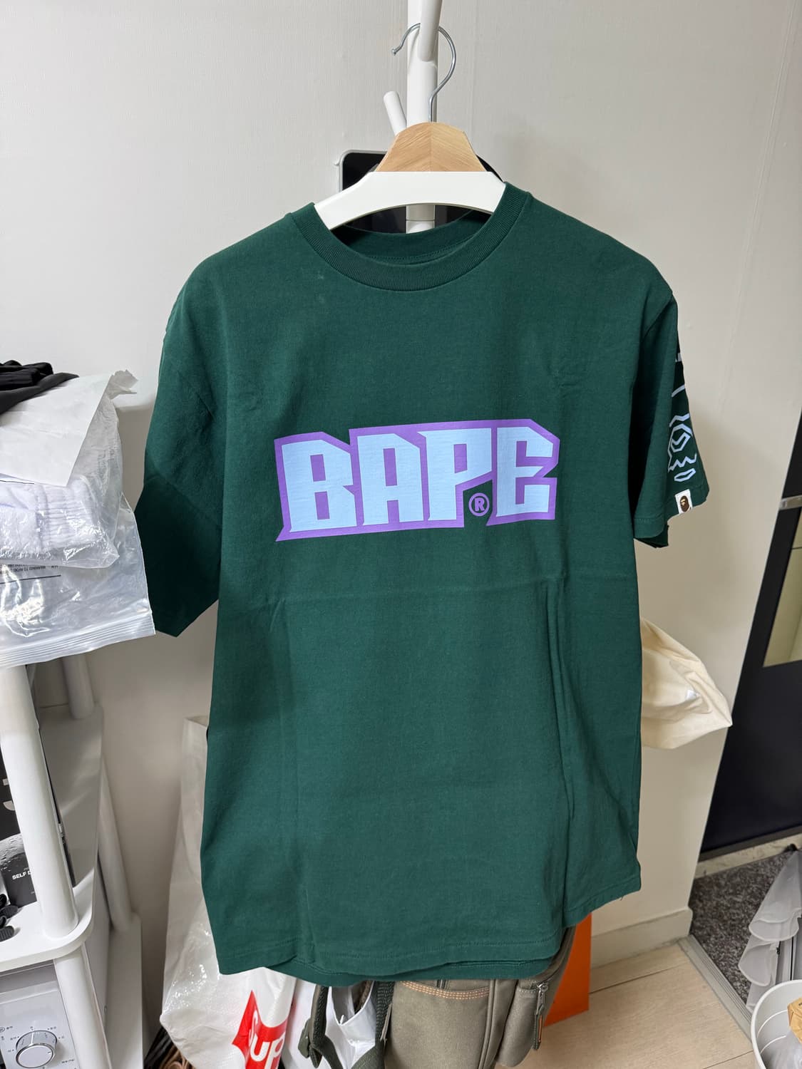 Bape 베이프 풋볼 반팔 티셔츠 그린XL 상품이미지1