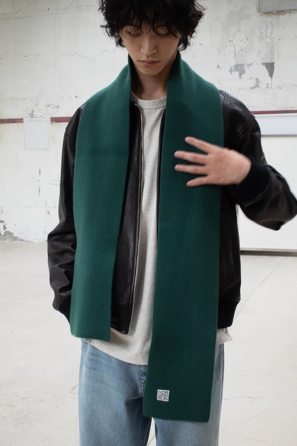 홀리선 울 니트 머플러 스마트 그린 상품이미지4