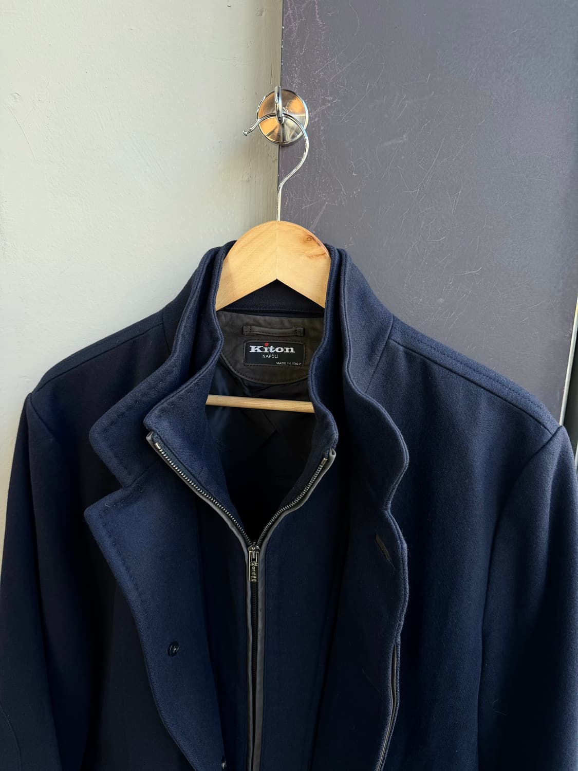 52/ 키톤 캐시미어 엘보 리얼레더 코트 자켓 상품이미지5