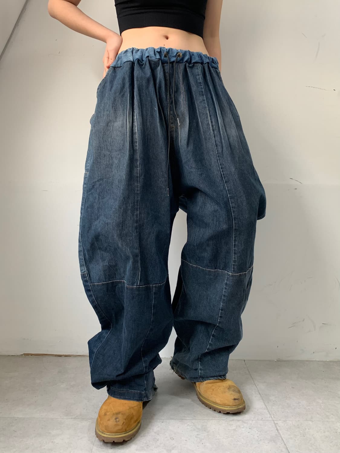 와이드 데님 패치 벌룬팬츠 상품이미지1