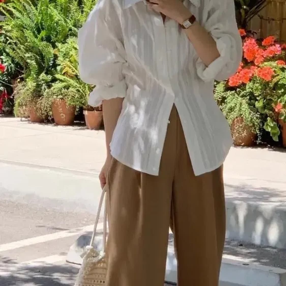 위드아웃썸머 플립 레이스 화이트 셔츠 블라우스 F 상품이미지2