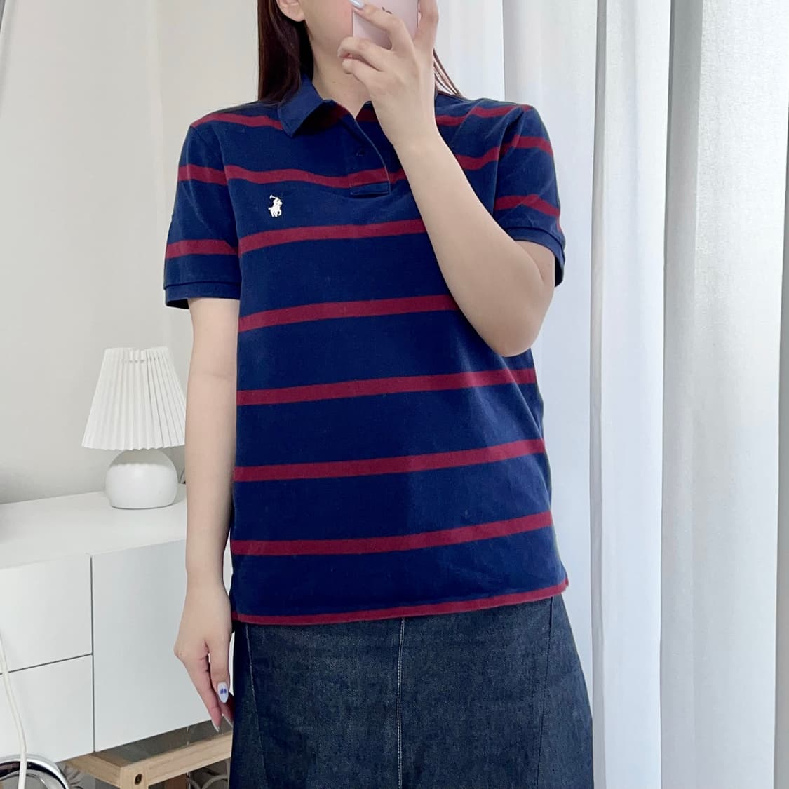 [정품] 폴로 네이비 / 화이트포니 레드단가라 반팔카라티 [ M ] 상품이미지3