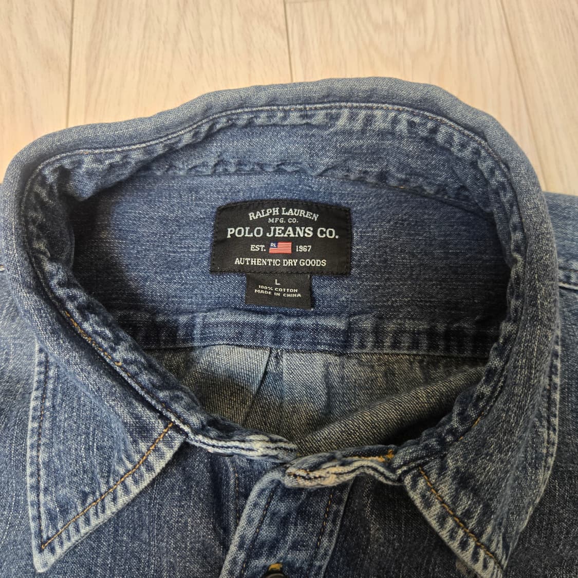 polo Jeans Company 데님 스텐실 로고 풀오버 셔츠 상품이미지2