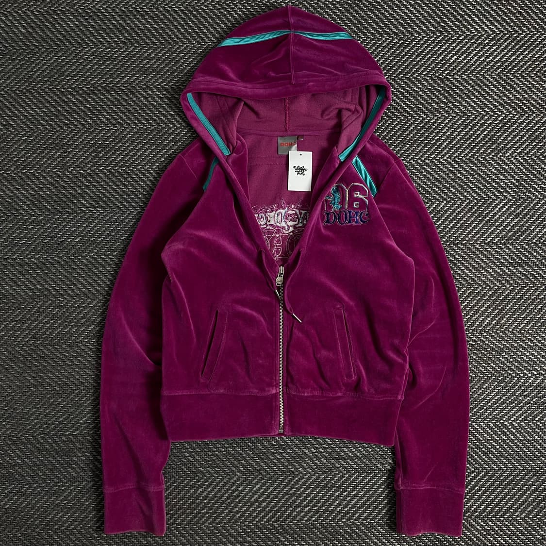 DOHC y2k 빈티지 벨벳 후드 크롭 자켓o 3231 상품이미지1