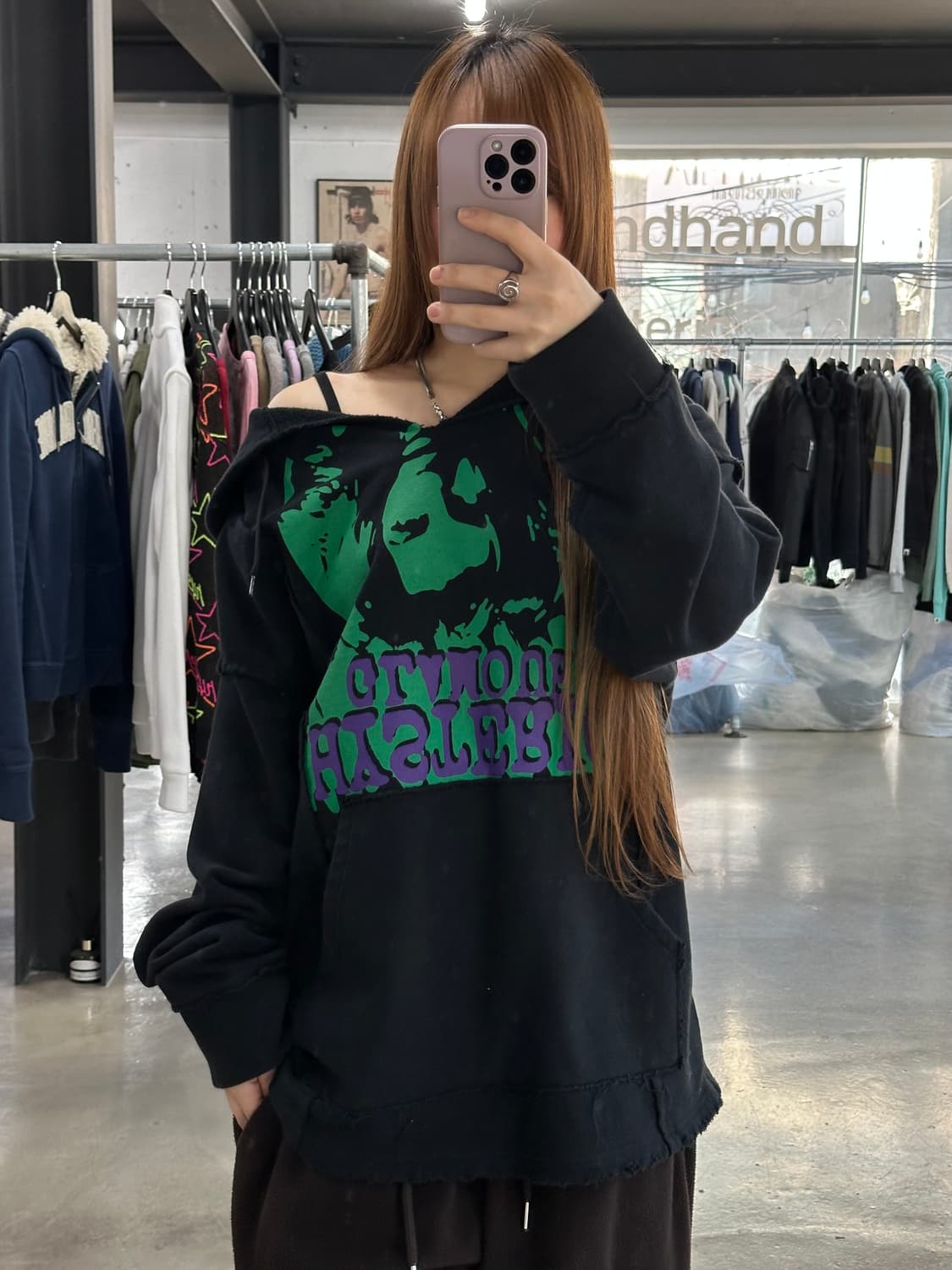 히스테릭글래머 Dizzy&Milky 그런지 펑크 빅로고 후드티 상품이미지3