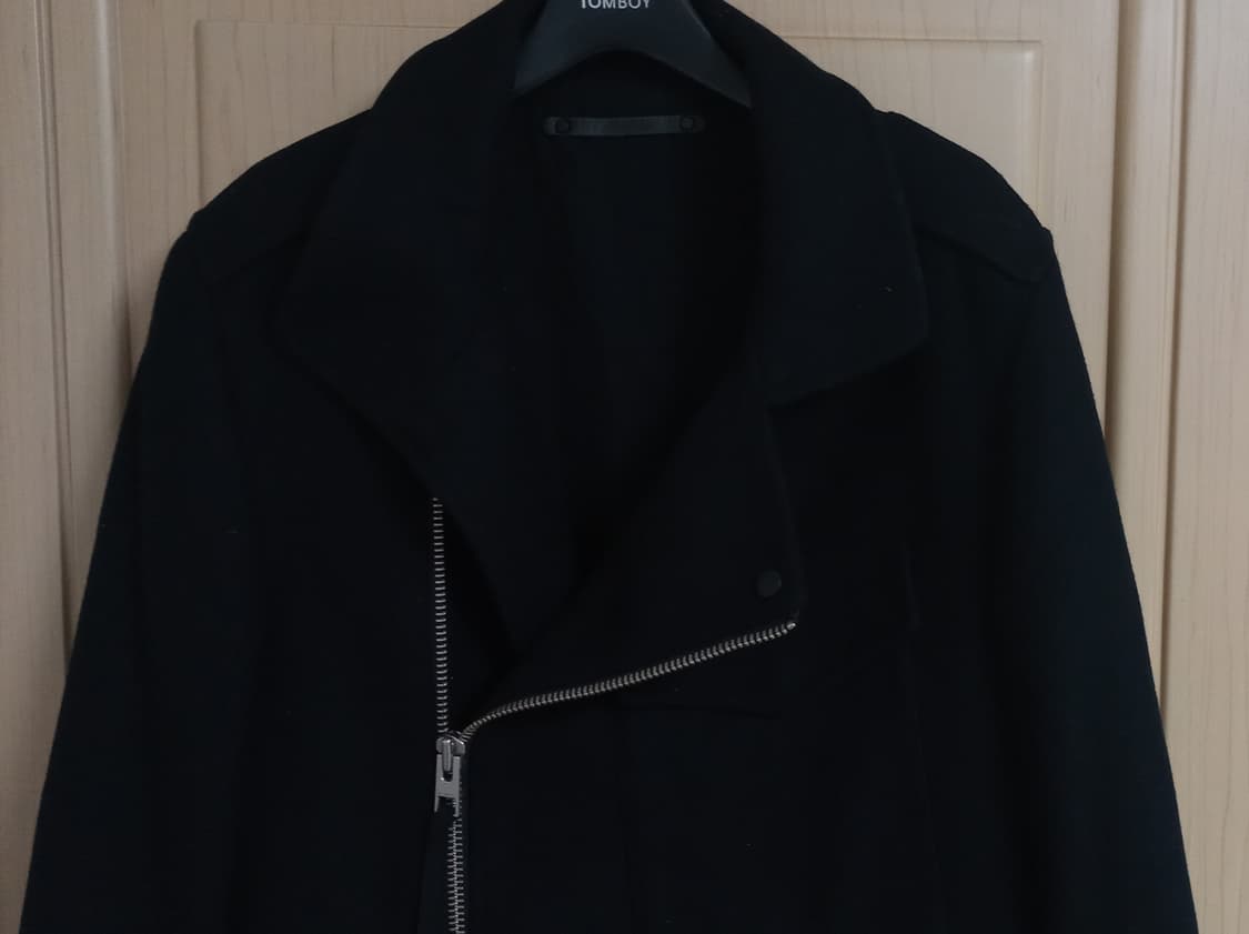 ALLSAINTS 울 코트 블랙 사선 지퍼 상품이미지5