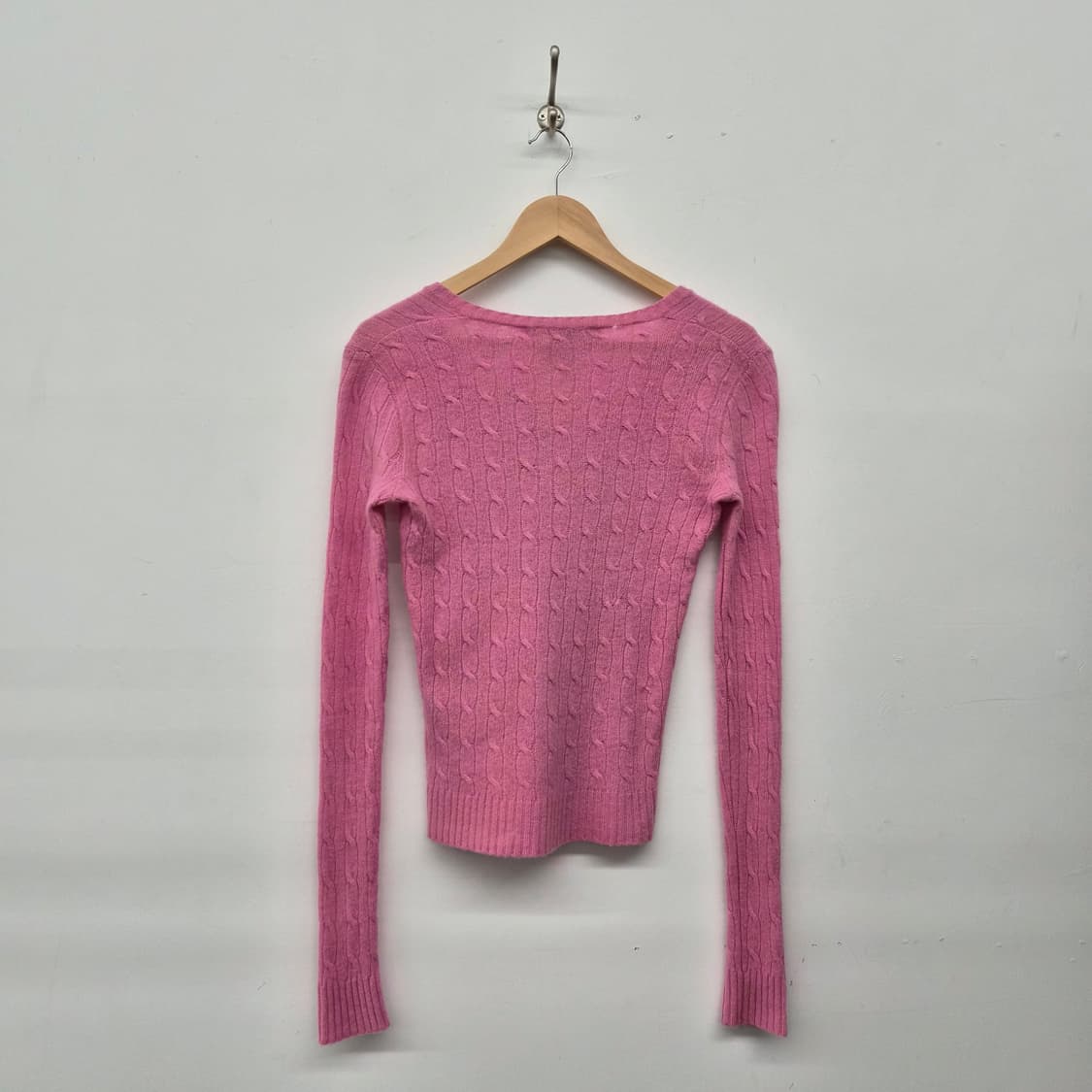 폴로 랄프로렌 핑크 케이블 V넥 니트 여성 S 상품이미지6