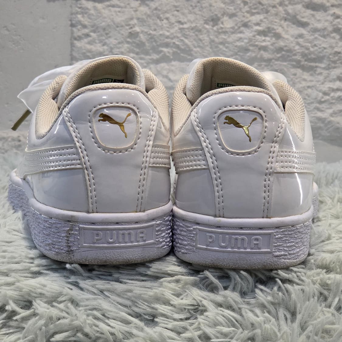 6w-14:푸마 바스켓 패턴 리본 스니커즈 화이트 (23.5cm) 상품이미지4