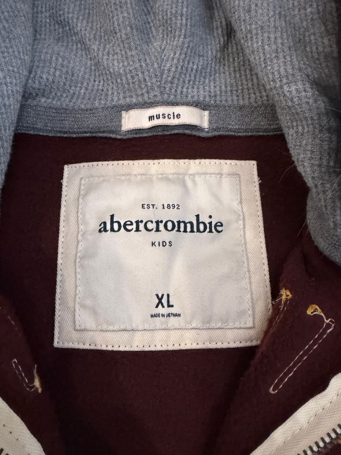 대장급 아베크롬비 딱붙핏 울프죠 퍼 후드집업 버건디 상품이미지4