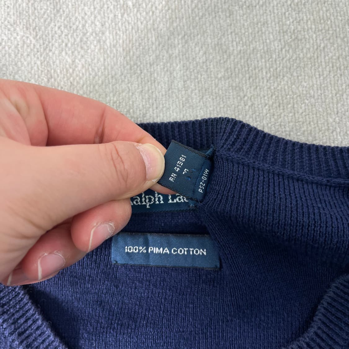 100 폴로랄프로렌 피마코튼 브이넥 네이비 니트 상품이미지3