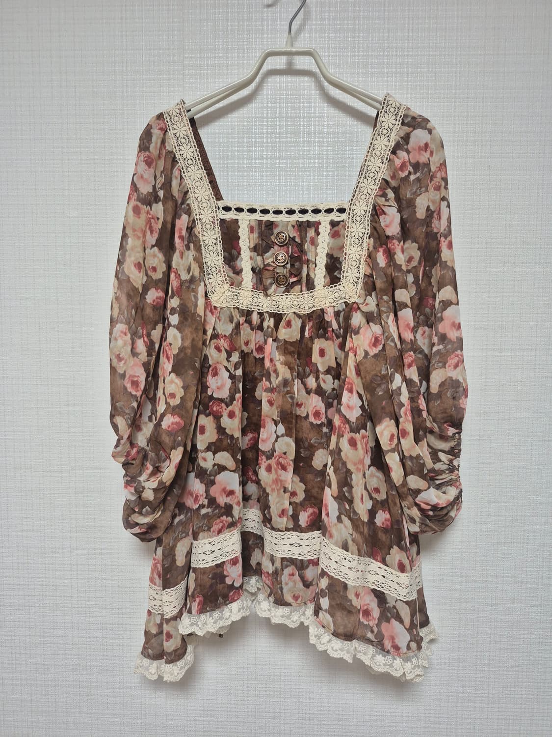 리즈리사 브라운 앤틱꽃무늬 쉬폰 튜닉  상품이미지2
