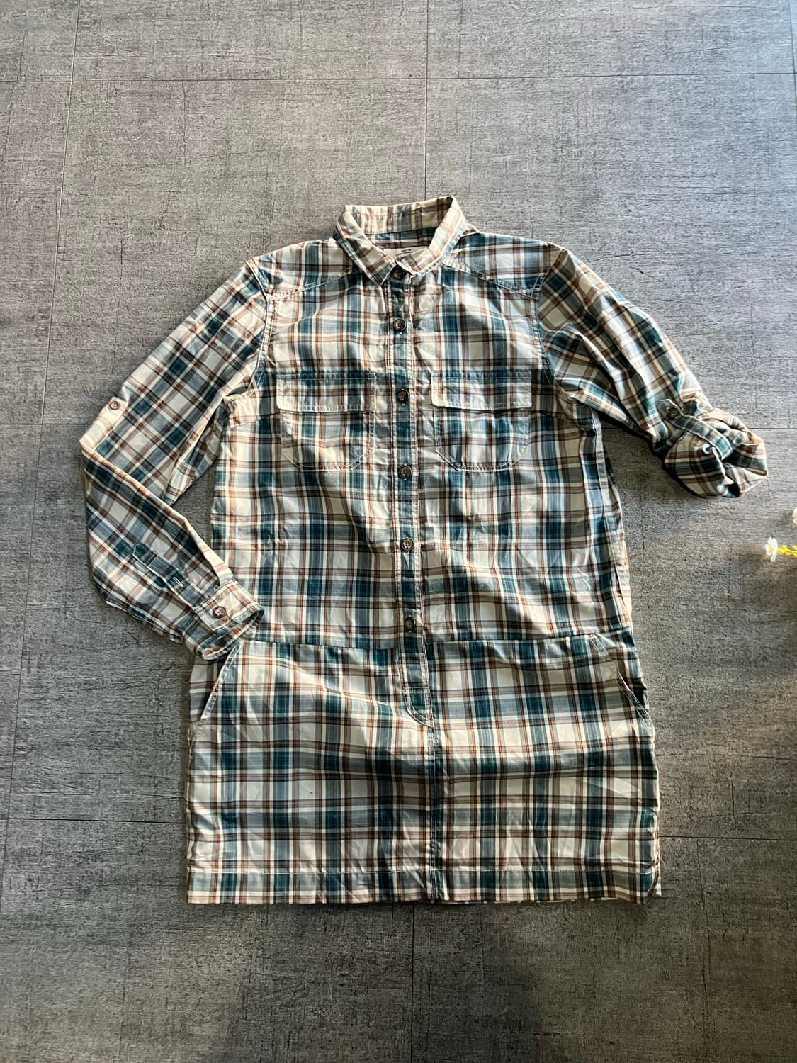 일본빈티지 Aigle1853 하구미모리걸 할매카지 80s 체크셔츠 상품이미지1