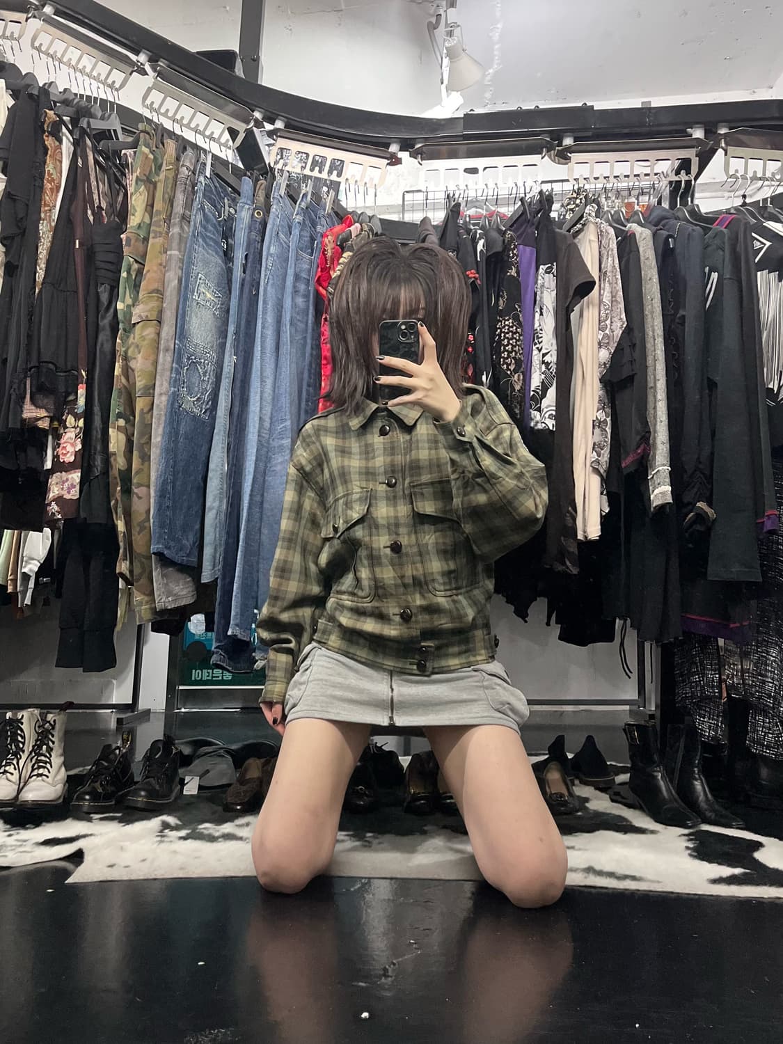 인터메조 체크 크롭 자켓 상품이미지1