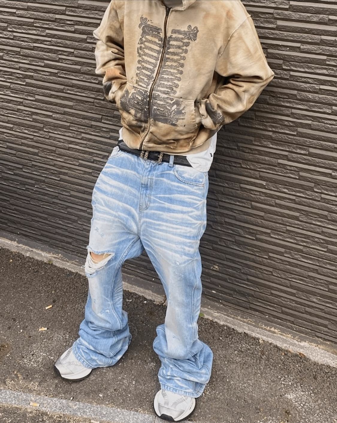 언더마이카 연청 오버 플레어진 텍안뗀 새제품 상품이미지2