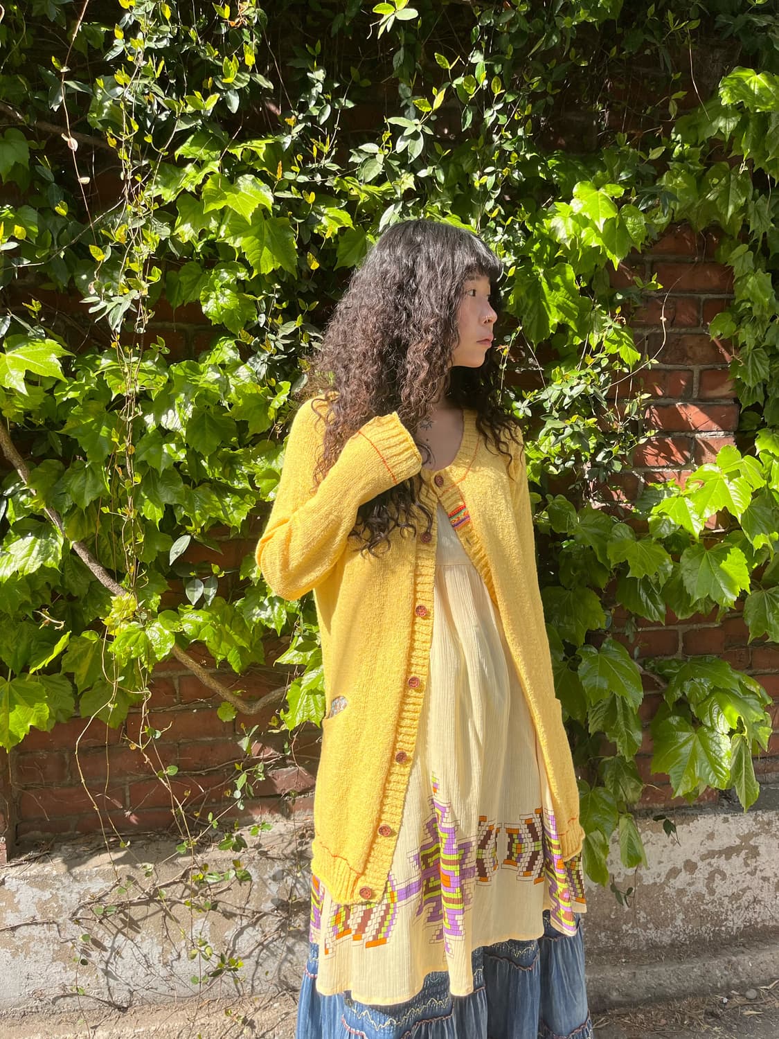 Titicaca 노랑 그물 니트 가디건 상품이미지2