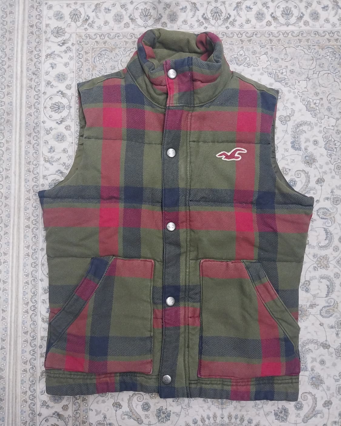 홀리스터 클래식 체크 덕다운 패딩 조끼 S (크게나옴) 상품이미지1