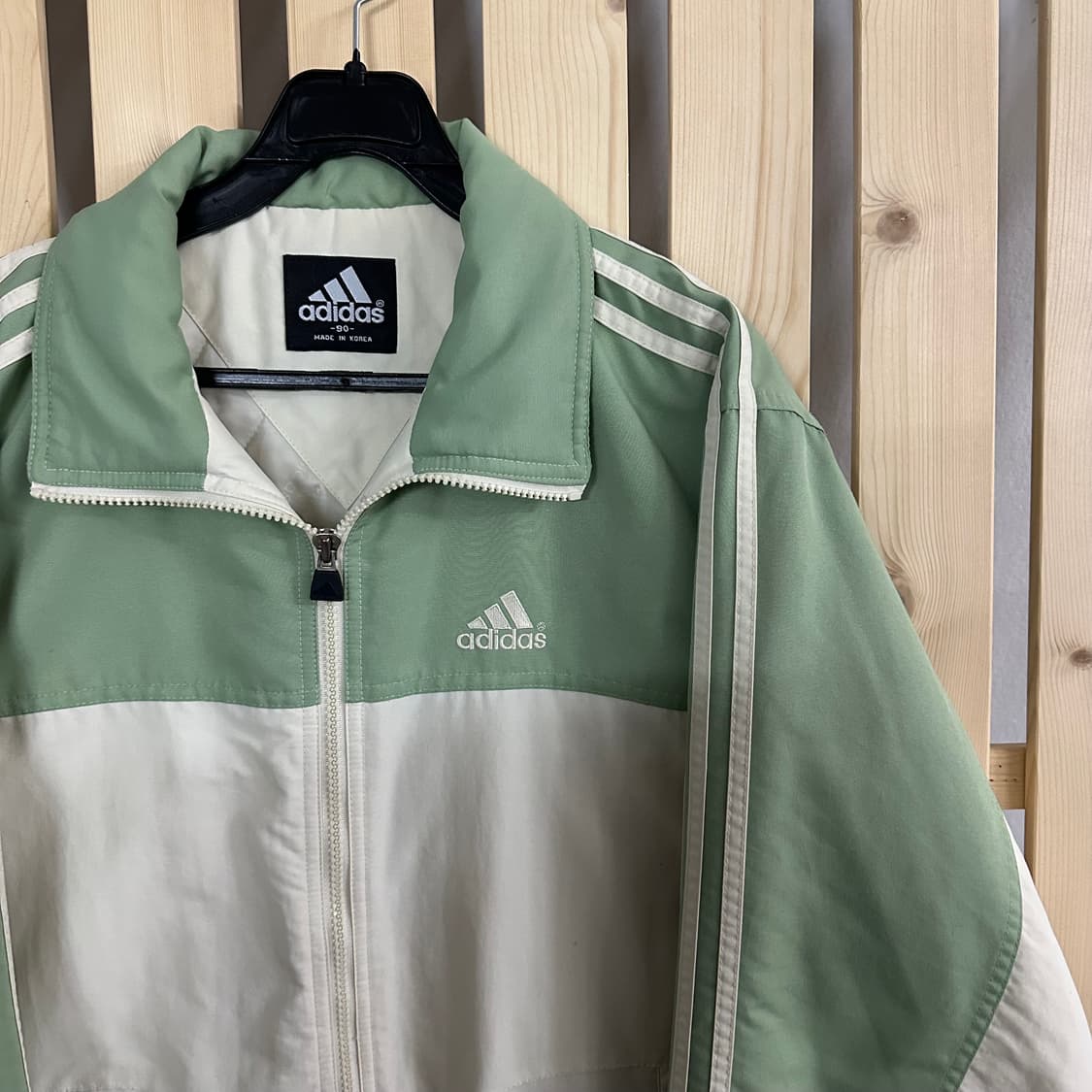 (L) 아디다스 00s 아이보리 민트 누빔 바람막이 자켓 상품이미지5