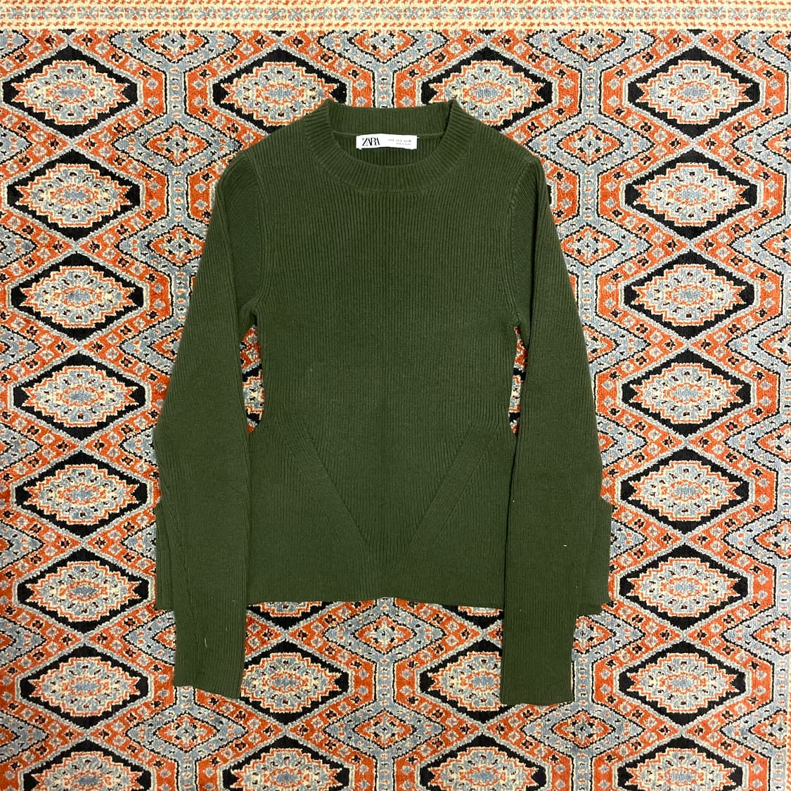 자라 카키 골지 슬림 니트 여성S 상품이미지1