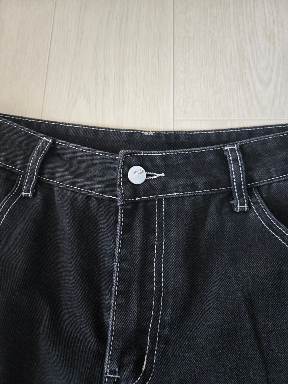 블랙 와이드 스티치 데님 34사이즈 상품이미지3