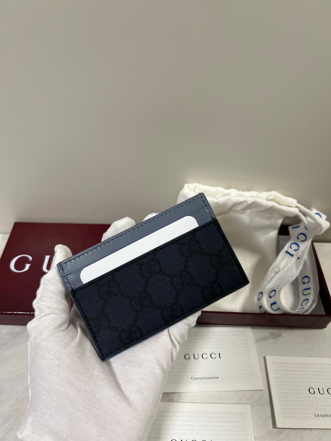[새상품] 구찌 더스티 블루 트리밍 GG 카드지갑 상품이미지2