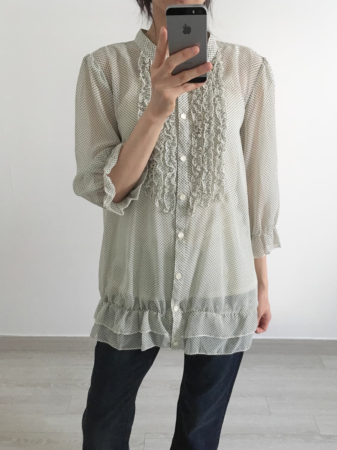 mini dot frill blouse 상품이미지3