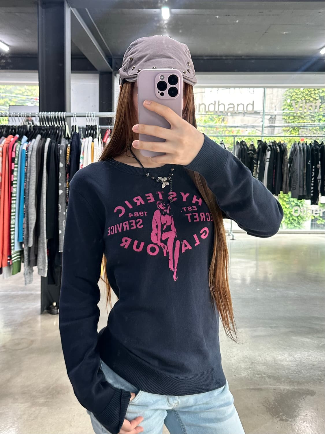 히스테릭글래머 히스걸 네이비핑크 롱슬리브 긴팔티셔츠 상품이미지4
