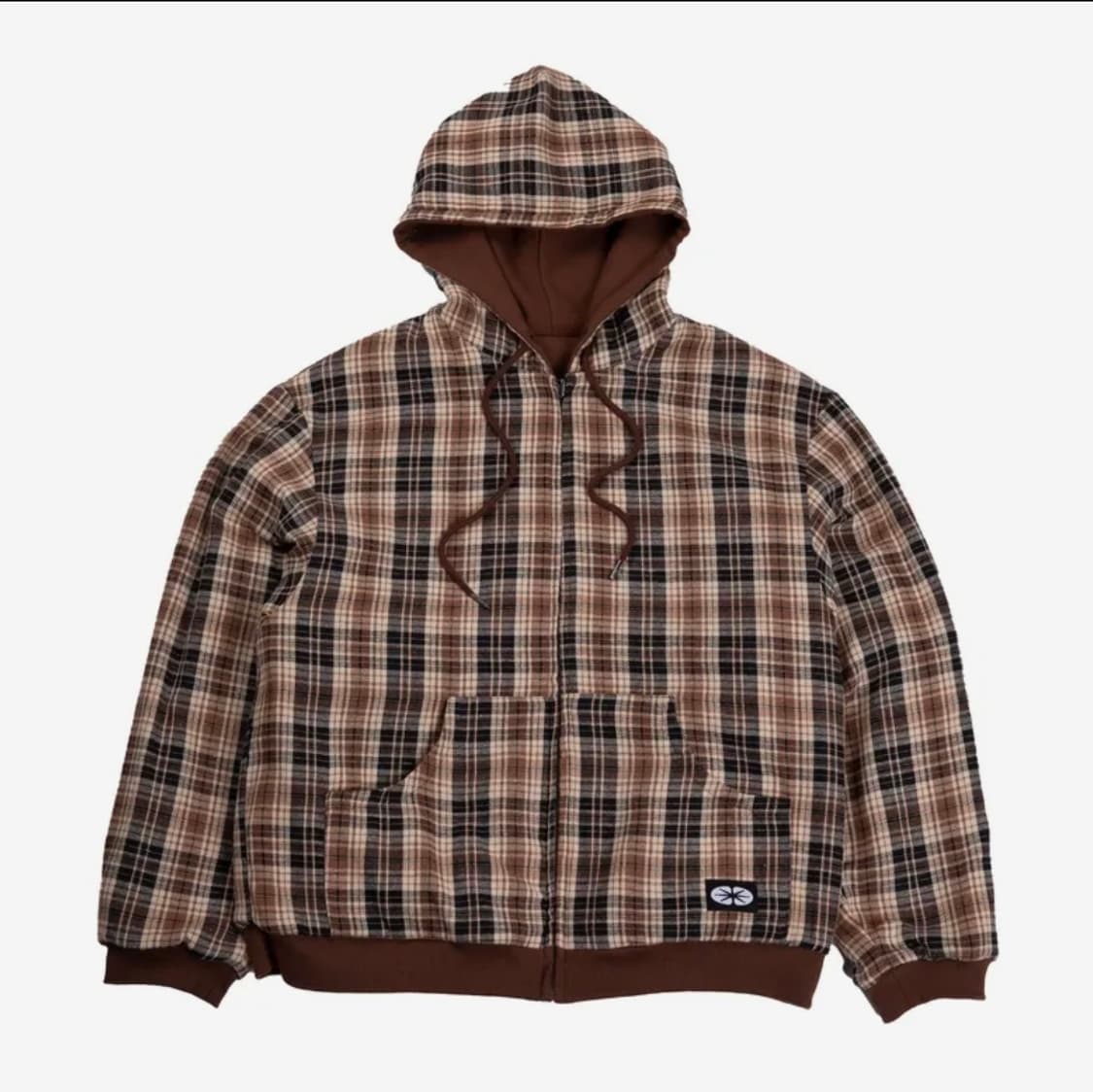 이알티알 리버시블 체크 후드집업 브라운 상품이미지1