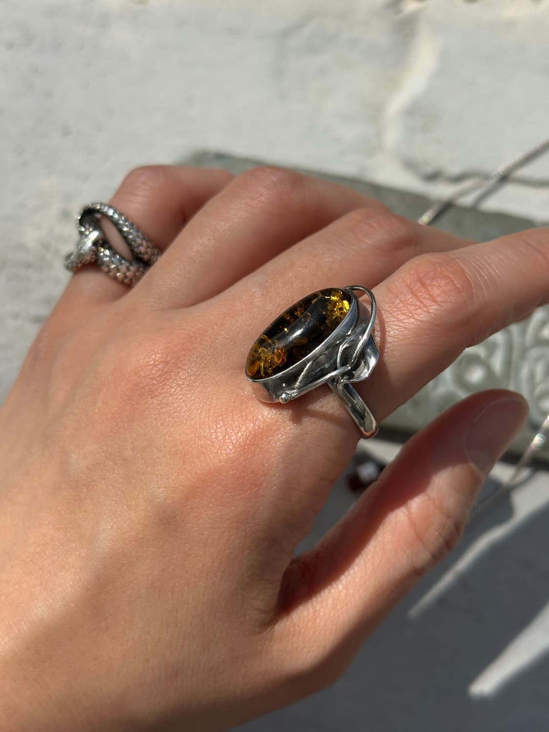 Vintage Amber 925Silver Ring 상품이미지5