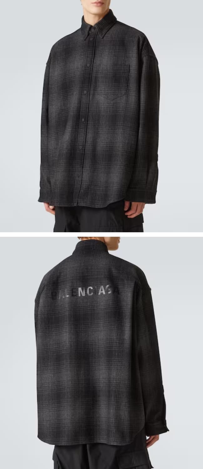 발렌시아가 오버사이즈 플란넬 체크 셔츠 1사이즈 상품이미지1