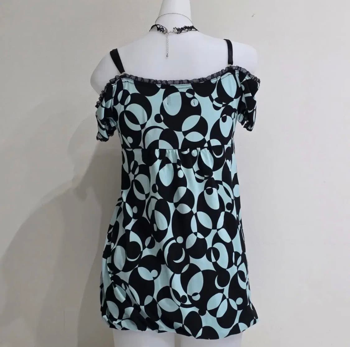 세실맥비 오네갸루 갸루 오리엔탈 민트 오프숄더 원피스 헤이세이 핀터빈티지 상품이미지2