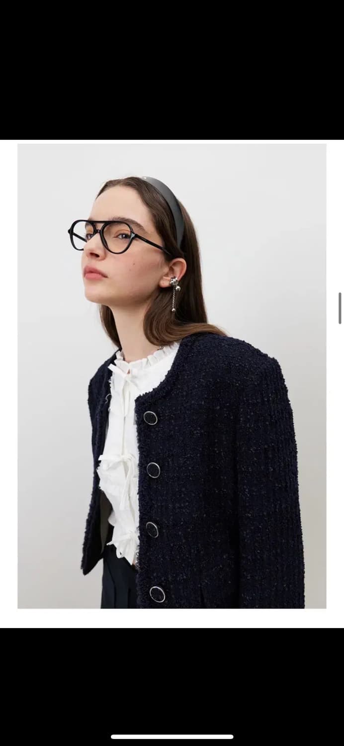 마론에디션 D/Navy 클래식 코튼 트위드 블레이저 상품이미지4