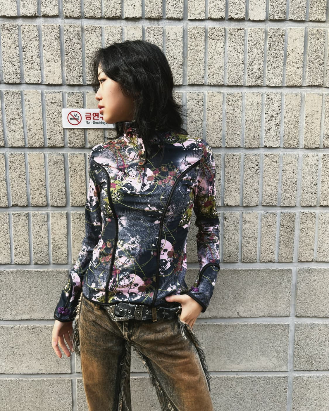 오즈온 오리엔탈 패턴 매쉬 롱 슬리브 상품이미지2