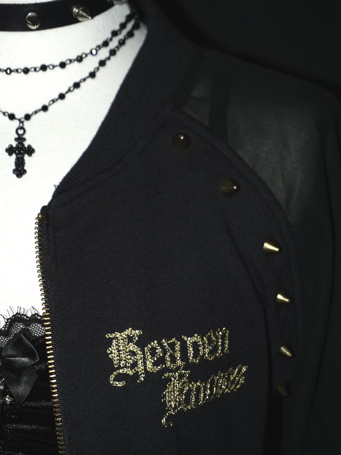 punk see-through arm stud zip-up  상품이미지5