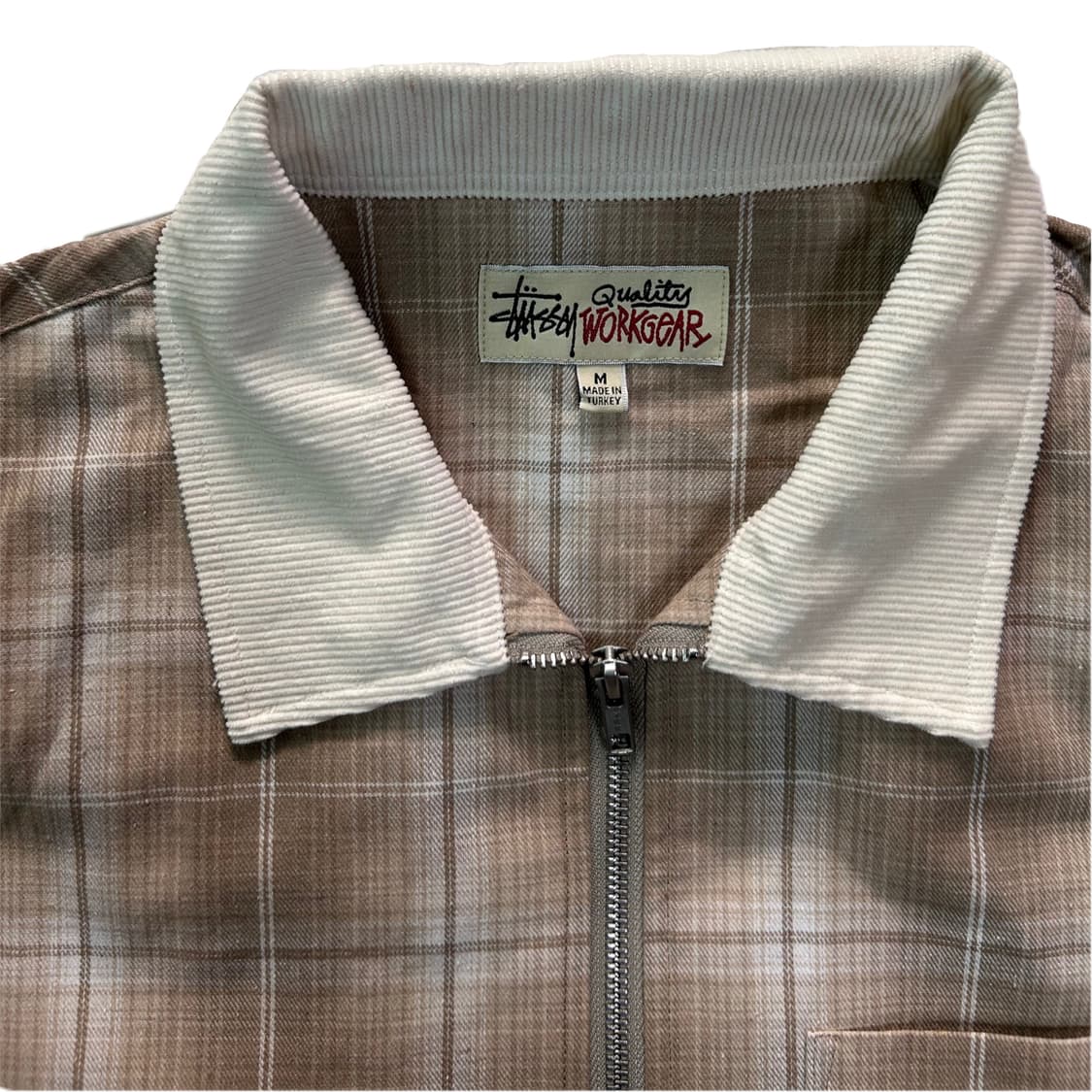 스투시 프랭크 플레이드 집업 셔츠 탄 M 상품이미지2