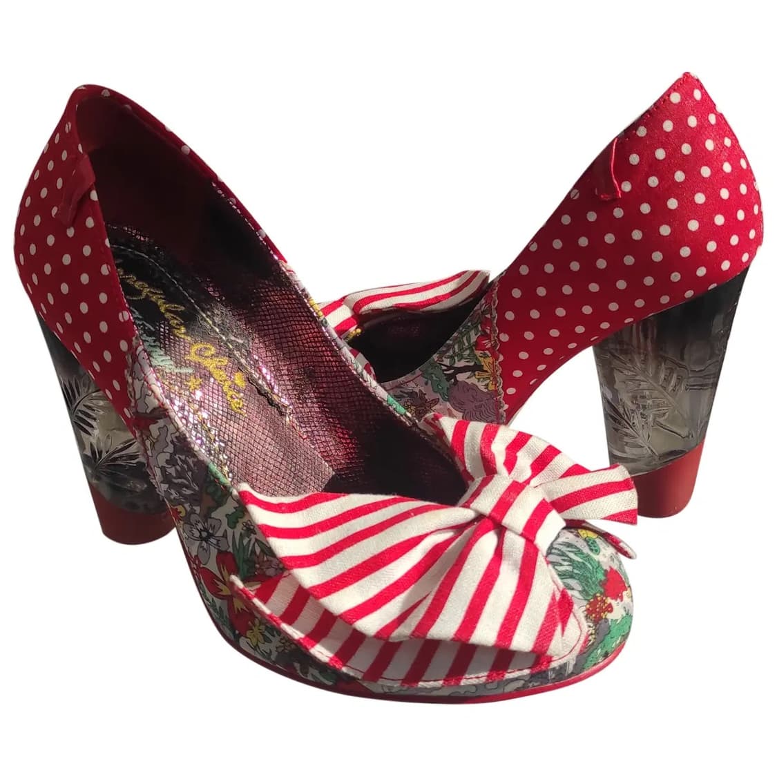 Irregular Choice 레드 앤 화이트 스팟 힐 스트라이프 상품이미지2